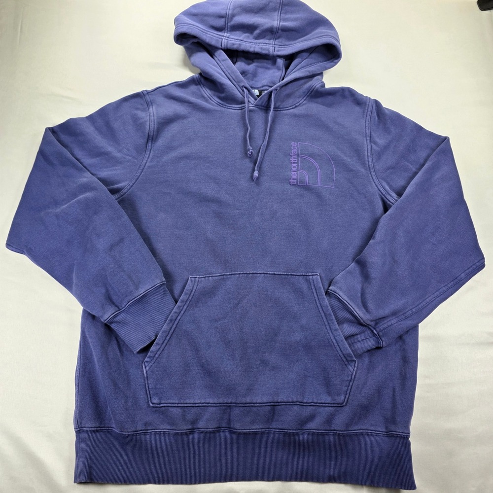 The North Face Mens Pullover Hoodie Blue Indigo Logo Sweatshirt Large L